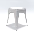 Modern Minimalist White Stool with Hexagonal Seat and Sturdy Metal Legs
