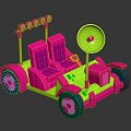 Pink And Green Toy Car Shaped Kids Furniture With Two Seats Lights And Decorative Wheels