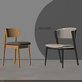 POLIFORM Modern Dining Chairs with Wooden Frame Grey Cushion and Black Frame Beige Cushion