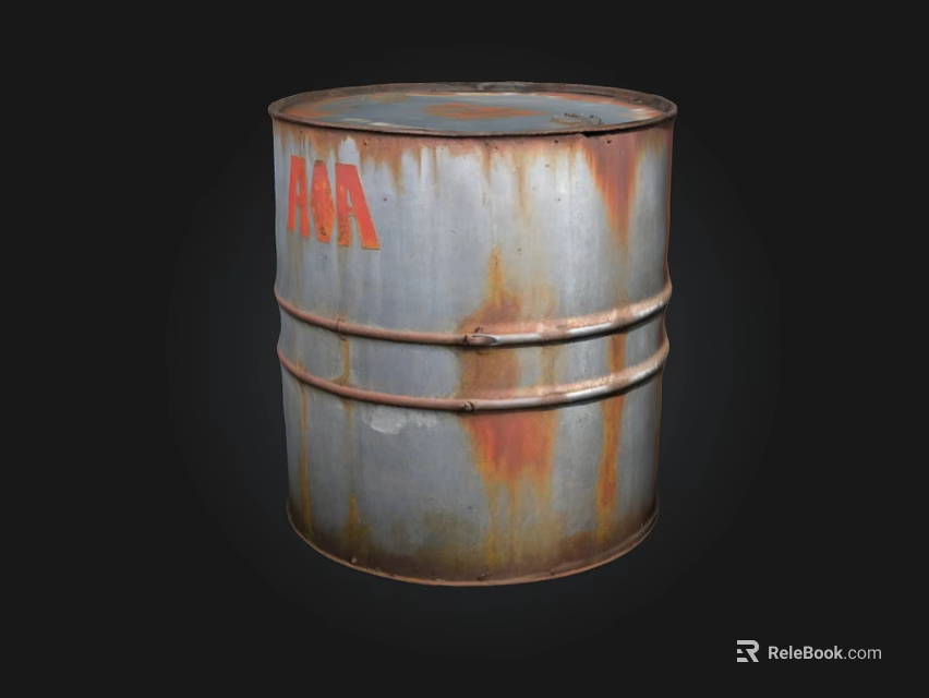 Vintage Rusty Metal Barrel With Red AAA Letters And Industrial Appearance 3d model 