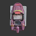 Pink Cosmic Spaceship Toy Model With Futuristic Design On White Stand