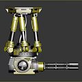 Military Weapon With Yellow Mechanical Multi Legged Tripod Structure Top Platform And Barrel 3d model