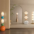 Colorful Modern Floor Lamps With Geometric Shapes And Marble Base In Interior