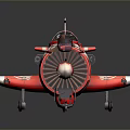 Cartoon Style Red And White Toy Airplane With Propeller And Cockpit