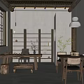 Traditional Teahouse Interior Design With Wooden Shelves Tables And Warm Lighting