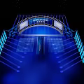 DORADOSUN Stage With Blue Lighting Starry Background Large Screen And Audience Seats