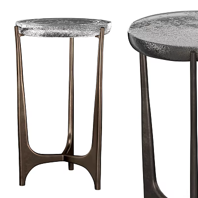 Modern Dining Table With Metal Seats And Brown Black Three Legged Design 3d model