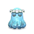 Cute Blue Octopus Character With White Flower Crown Sad Expression And White Spots