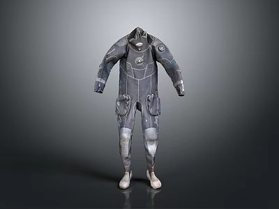 Tactical Weapon Combat Suit Featuring Gray Full Body Design With Protective Pockets And Joint Guards 3d model