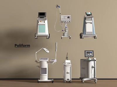 Modern Medical Devices With Mobile Stands Display Screens Lamps And Control Panels 3d model