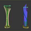 Modern Artistic Trophy Design With Streamlined Shape Colorful Lines And Stable Base 3d model