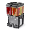 Commercial Beverage Dispensers With Two Tanks Red Yellow Beverages Black Body And Dispensing Taps