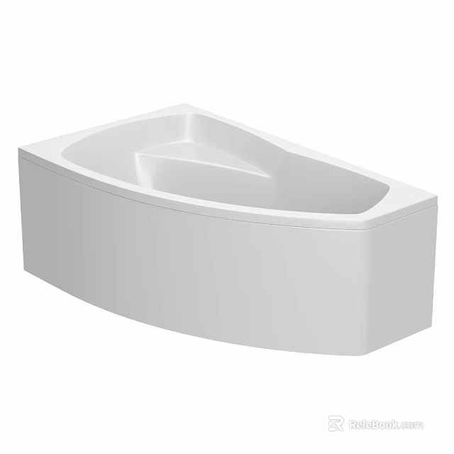 Modern White Bathtub With Sleek Curved Design And Smooth Surface 3d model 