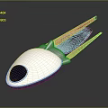Futuristic White Device With Blue Circular Panel And Metallic Blue Streamlined Fins