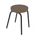 Modern Single Chair With Brown Upholstered Seat And Black Metal Legs