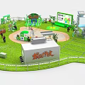 Vibrant Commercial Street With Green Lawn Innovation Displays Event Tents And People Activities