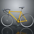 Yellow Road Bicycle With Drop Handlebars Gray Seat And White Tires