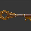 Golden Ornate Key On Black Background With Intricate Patterns And Reflection 3d model