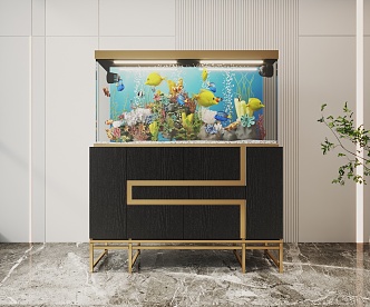 Light Luxury Side Cabinet Glass Fish Tank Aquarium Display Cabinet 3d model