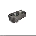 Cozy Two Seater Sofa With Soft Throw Blanket And Multiple Decorative Pillows