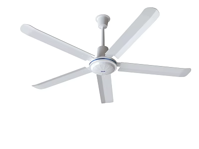 White Ceiling Mounted Air Conditioner Fan With Five Blades Modern Design 3d model