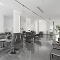 Modern Hair Salon Interior Design With Salon Chairs Mirrors And Polished Floors