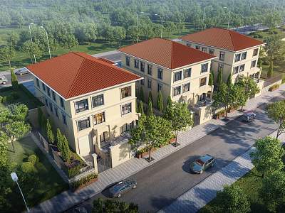 Jianou single family villa bird's eye view townhouse 3d model