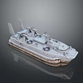 3D Model Ship With Multiple Rotors Detailed Hull And Dark Background Design 3d model