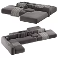 Gray Modular Sectional Sofa with Soft Cushions Cozy Throw Blanket Modern Minimalist Design