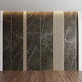 Modern Luxurious Wall Decor With Marble Texture Vertical Strips And Warm Lighting 3d model