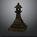 Traditional Japanese Stone Lantern With Pagoda Top Hollow Middle And Tiered Base