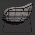 Modern Single Sofa with Circular Backrest Soft Plush Cushion Light Fabric and Metal Frame