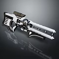 Futuristic White And Black Weapon With Long Barrel Grip And Scope Design