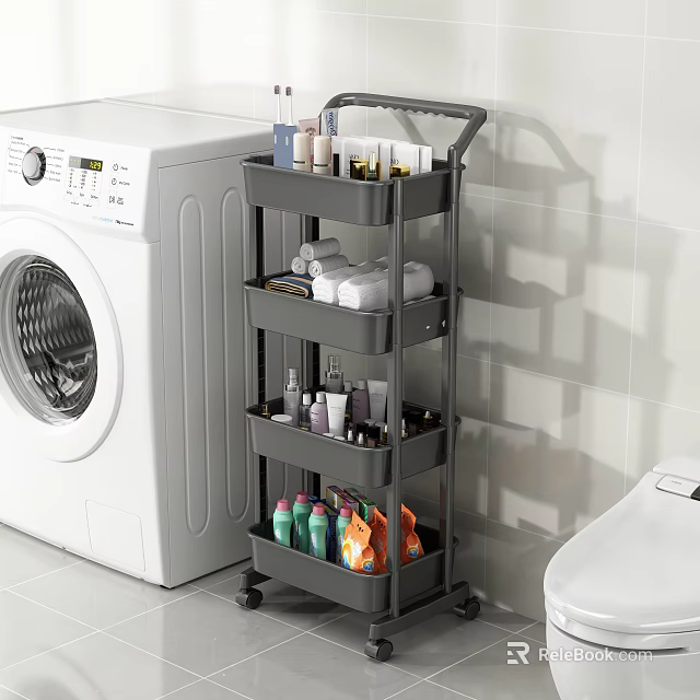 Multi Tier Wheeled Storage Cart For Bathroom Laundry Room Organizing Toiletries Cleaning Supplies 3d model 