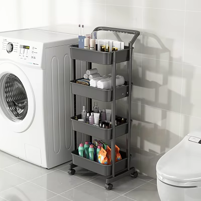 Multi Tier Wheeled Storage Cart For Bathroom Laundry Room Organizing Toiletries Cleaning Supplies 3d model