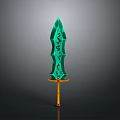 Fantasy Sword Design Featuring Green Blade Intricate Patterns Yellow Hilt And Orange Accents