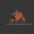 Detailed Red Mechanical Spider Character Design With Antennae 3D Model Platform Base 3d model