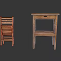 Functional Wooden Table With Drawer And Folding Chair In Simple Home Design