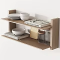 Minimalist Modern Decorative Ornament Set On Wooden Shelf With White Bowl Glass Jar And Books