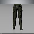 Functional Green Cargo Pants With Belt And Multiple Pockets For Utility Workwear Style 3d model