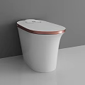 Sleek Modern White Toilet With Rose Gold Edge Trim And Smooth Compact Design