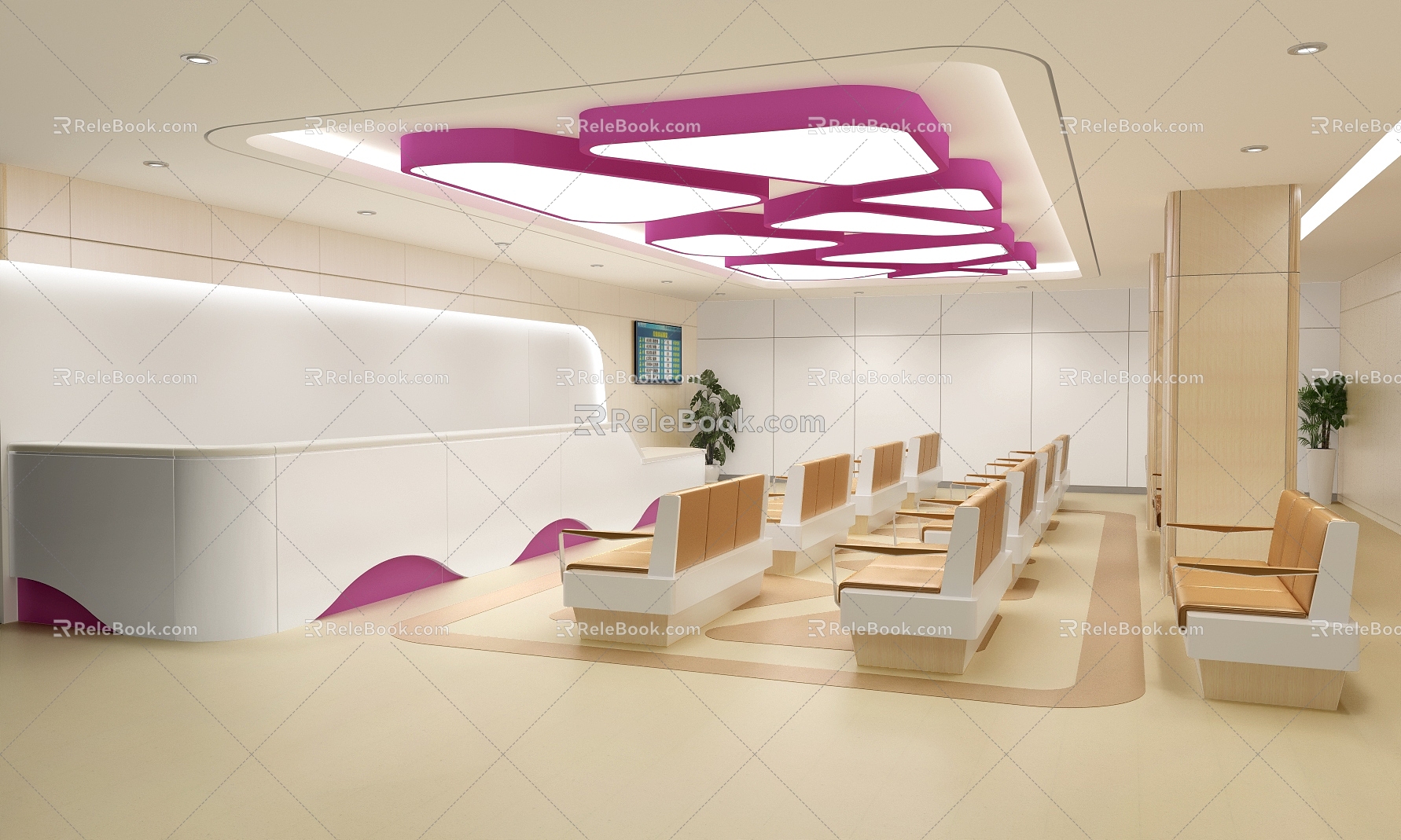 Hospital waiting area seat nurse station model