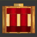 Red And Golden Pixel Style Decorative Storage Chest With Ornamental Design