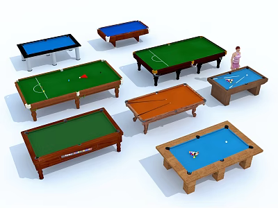 Recreational Game Tables With Various Designs Colors And Sports Themes 3d model