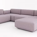 Light Purple L shaped Sectional Sofa With Ottoman Modern Upholstered Design 3d model
