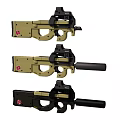 Three Tactical Military Weapons with Different Color Scope and Grip Design