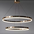Modern Double Ring Chandelier with Sleek Metallic Finish and Illuminated Circular Design for Contemporary Interior