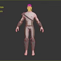 3D Model Of Futuristic Humanoid Character In White Gray Silver Tech Armored Costume With Glasses