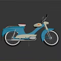 Vintage Blue And White Motorcycle With Red Seat Classic Body Design And Shiny Wheels