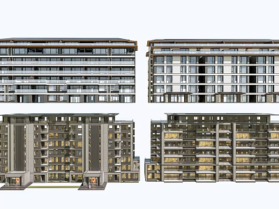 Modern Residential Building Exterior Design With Multi Storey Structure Large Windows And Balconies 3d model